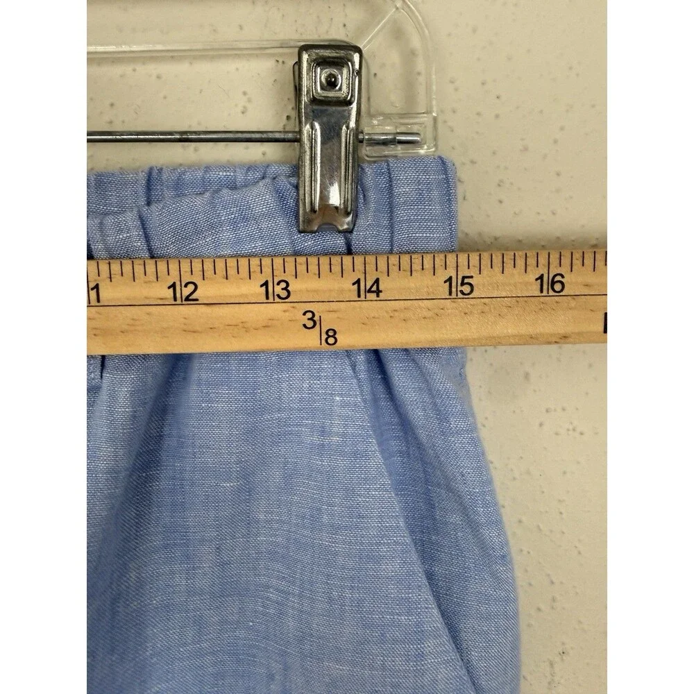 Quince European Linen Pants Women's Size Medium French Blue Elastic Waist Pocket